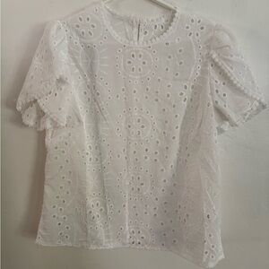 White Eyelet Lace Women's Top, Size Large